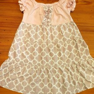 Girls Dress Pink Brown Ruffle Homemade